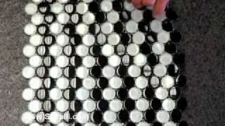Sovalli Black and White Circular Glass Mosaic Tile