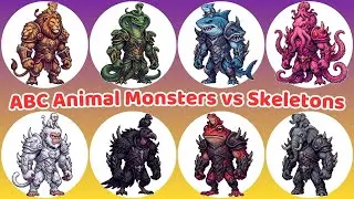 ABC Halloween Pixel Animals 🎃 Tiny vs Giant Pumpkin Battle | Learn Animals & Colors for Kids