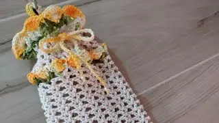 Vídeo aula Puxa-saco de crochê Tulipa/ Fácil
