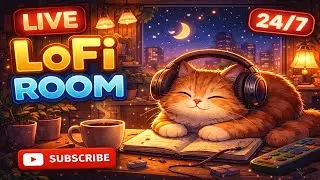 Cozy LoFi Live 🔴 Rainy Night Beats + Cat Vibes | Study &bull; Chill &bull; Sleep (24/7)