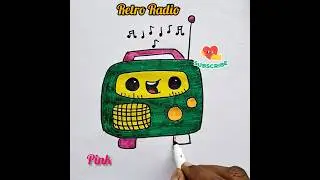 Easy Retro Radio drawing and colouring//#Radio #drawing #art #retro