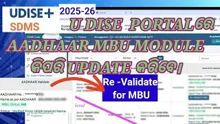 UDISE Plus MBU Status | Udise plus Student Module | UDISE plus latest update l Aadhaar validation