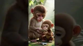 बंदरिया अपने बच्चों को दूध पिला रही #shortvideo