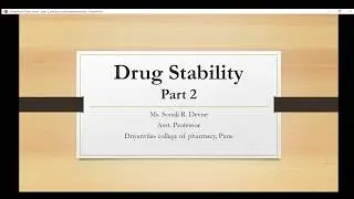 Drug Stability Part 2  Reaction Order Determination