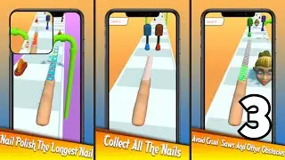 Longest Nail Stack Nail Run 3D - Gameplay Walkthrough Part 3 Level 41-60 (iOS, Android Gameplay)