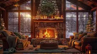 Snowy Night Cabin Fireplace 🔥 Cozy Winter Ambience for Deep Sleep, Peace & Relaxation