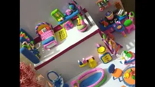 DIY Miniature House ❤️ Amazing Pink Bedroom, swimming pool, kitchen from Polymer Clay & Cardboard