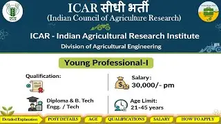 ICAR YP-I Job 2025 | ₹30,000 Fixed Salary | Agriculture Jobs | Govt jobs I Direct Section I No Exam