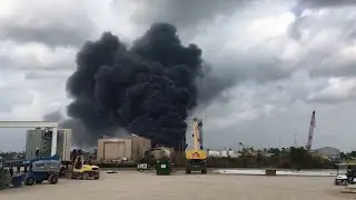 Large industrial fire blazing in the Channelview area