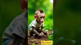 #Cute Baby Monkey Planting Tree 🌱 | Funny & Adorable Moments