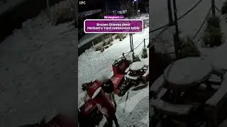 Brazen thieves put restaurant table over head then walk off with it