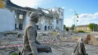 The cultural centre in Derhachi, Ukraine, which had been used since the Russian invasion as a hub fo