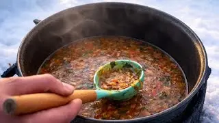 Pork Rib Soup in a Cast Iron Cauldrone