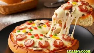 easy burger bun pizza 🍔 crispy mixed pizza without dough 🍕