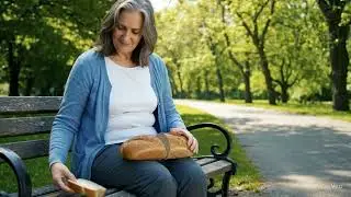 Woman Feeding Birds#feedingbirds#park#breadloaf#ai#funny#aifails#fyp