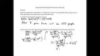 Real World Exponential Functions with Logs