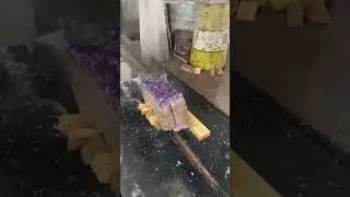 Cutting Brazilian Elestial Amethyst Geode Deposit