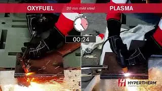 Which cutting process produces a hotter heat affected zone?