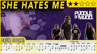 She Hates Me - Puddle Of Mudd | DRUM SCORE Sheet Music | #396 DRUMSCRIBE
