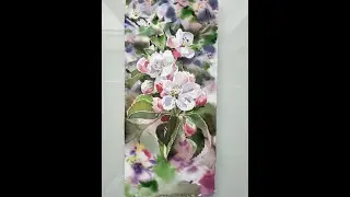 Рисуем яблоневый цвет акварелью.