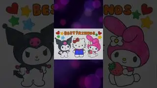 Best friends. #art #hellokitty  #mymelody #kuromi #coloringpages #satisfying #arttherapy #stepbystep