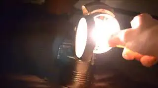 Fahrrad Karbidlampe / Radsonne im Betrieb
