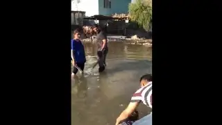 Turkish bomb drops 20 meters away from family in Kuna Masi bolder from explosion almost hit's kid