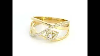 18K Gold Diamond Swirl Ring &ndash; 0.25 CT Round Diamonds, Elegant Openwork Design
