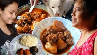 Sunday special সরু চালের ভাত সাথে গরম খাসির মাংসের ঝোল রান্না করলাম 🤗🤗