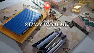 STUDY WITH ME FOR 1 HOUR 🦩 TIMER | No Music Only Focus | Reading | Cozy Study Corner 🪴🫧
