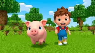 Поросенок из Minecraft убежал от крипера | Детские песенки и стишки для малышей