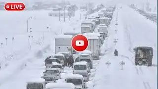 日本北海道雪で車や人が立ち往生 