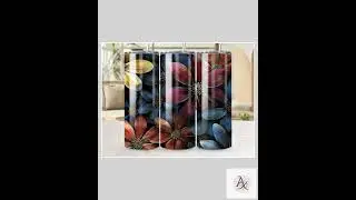Floral Tumbler Wrap: 3D Multicolored Flower Design (PNG Digital Download)