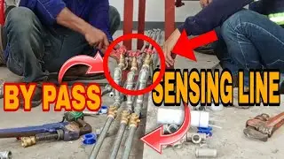 installing Galvanized iron pipe for sensing line connection from discharges pump to controller pump