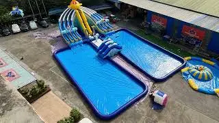 Ocean-Style Double-Pool Inflatable Water Setup: Double the Summer Coolness!