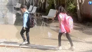 شاهد مدرسة بولاية تبسة تتعرض للغرق ... و أولياء التلاميذ يناشدون السلطات للتحرك العاجل