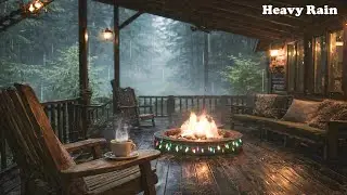 Heavy Rain Soothing Piano Music Gentle Rain Sounds Deep Sleep Calm Stress Relief Ambience