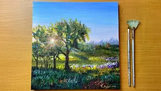 Spring Landscape Painting / Acrylic Painting for Beginners #214