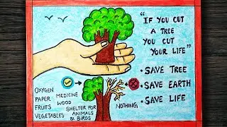 World Forest Day Poster drawing, 21 March | Save Trees Save Earth Drawing । Save Environment Drawing