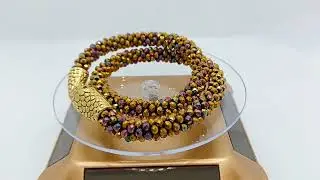 Double Wrap Snake Bracelet for Women | Handmade Gold Beaded Crochet Jewelry