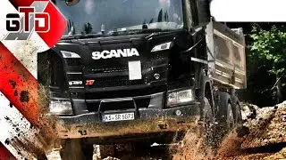 Voll durch den Matsch  im Steinbruch  Scania G450 Kipper