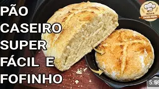Pão caseiro com casquinha crocante feito na panela de ferro