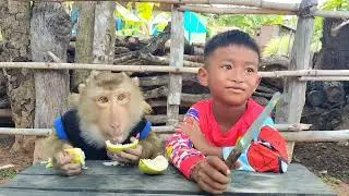 Smart Abii Shares Fruit with SokYaa  - INCREDIBLE FRIENDSHIP!