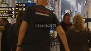Passengers At Copenhagen Airport, Denmark With Christmas Decorations 1