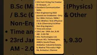 Hiring Freshers| shorts| HCL Tech