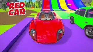 Red car, Green Car, Yellow car, Blue car cartoon