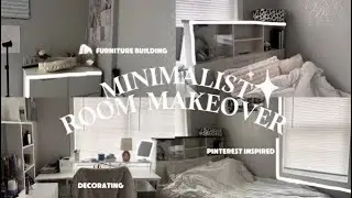 aesthetic minimalist room makeover🌷| pinterest inspired, decorating, furniture building, small room