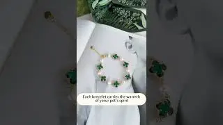 Lucky Clover Pet Memorial Bracelet💚 Handmade Pearl Keepsake#pet memorial bracelet#custom pet jewelry