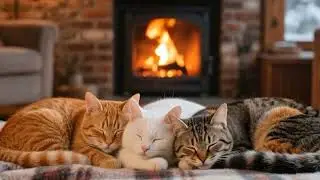 ASMR Cat Purring & Crackling Fireplace &ndash; Cozy Ambience for Sleep & Study