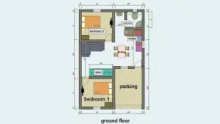 2 BHK house ground floor 21&times;32 foot house plan